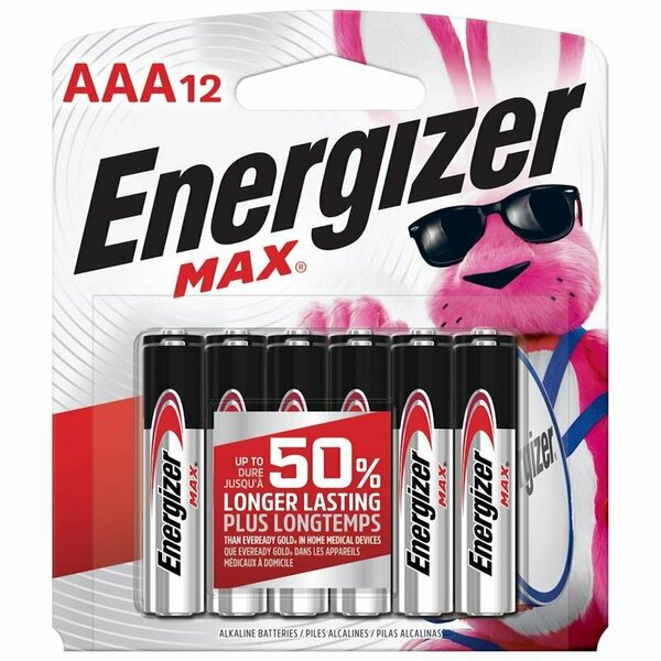 Energizer Max AAA Alkaline Batteries Carded, 12PK E92BP-12